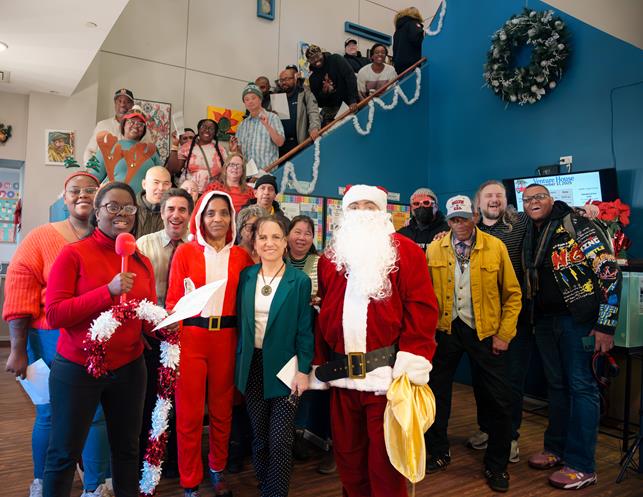 Group visiting Santa